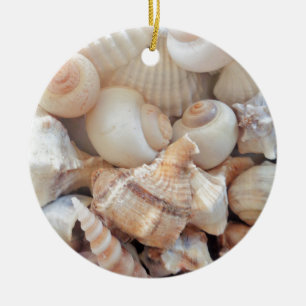 Ornamento De Cerâmica Sunny Summer Seasheles, Sea Shells Beach Love