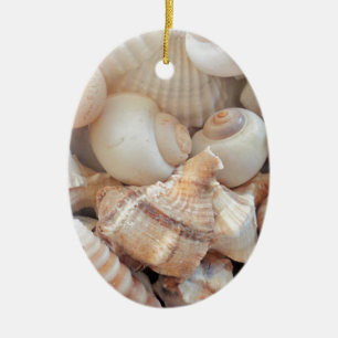Ornamento De Cerâmica Sunny Summer Seasheles, Sea Shells Beach Love