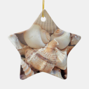 Ornamento De Cerâmica Sunny Summer Seasheles, Sea Shells Beach Love
