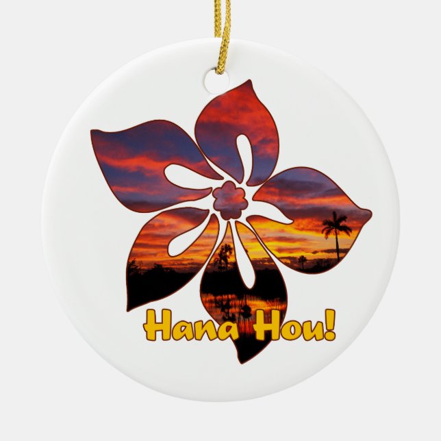 Ornamento De Cerâmica Sunset Hibiscus Ornaments Havaianos (Frente)