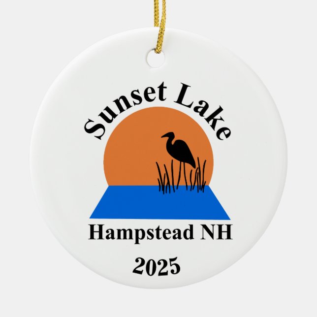 Ornamento De Cerâmica Sunset Lake Ornament (Frente)