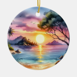 Ornamento De Cerâmica Sunset na ilha tropical