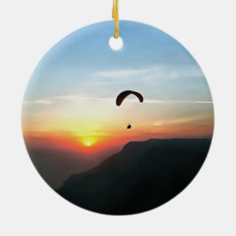 Ornamento De Cerâmica Sunset Paraglide Wanderlust Arte Esportiva Extreme