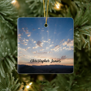 Ornamento De Cerâmica Sunset Sky Personalizado