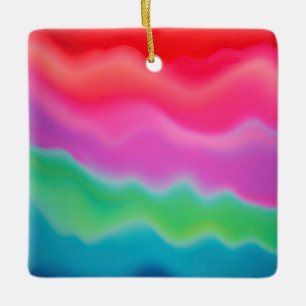 Ornamento De Cerâmica "Sunset Sorbet" Arte Abstrato Colorida
