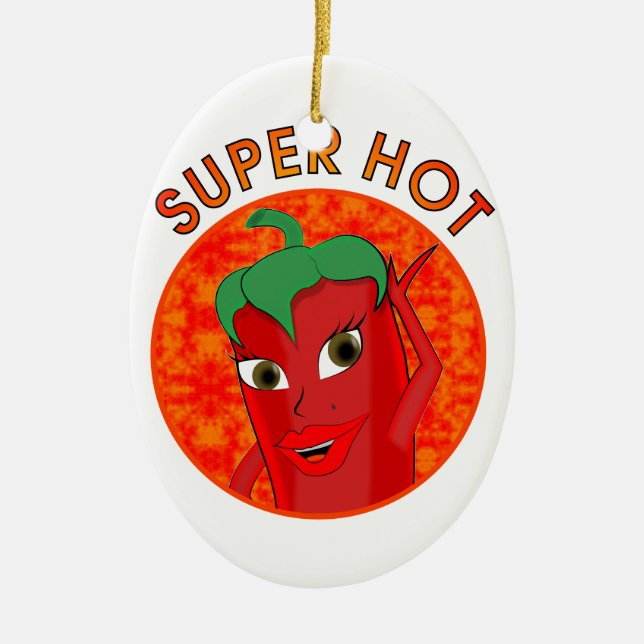 Ornamento De Cerâmica Super Hot Pepper Diva (Frente)