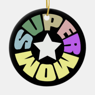 Ornamento De Cerâmica SuperMom: Minha mãe é meu super-herói