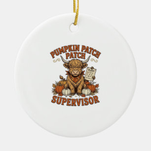 Ornamento De Cerâmica Supervisor do Pomar de Abóbora Camisa Vintage Vaca