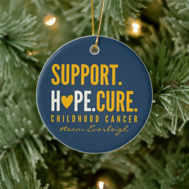Ornamento De Cerâmica suporte a cancer de infância Nome personalizado Or (Árvore)