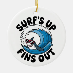 Ornamento De Cerâmica Surf para cima, multas para fora - Design de surfe
