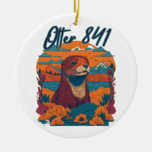 Ornamento De Cerâmica Surfing Otter 841 Otter My Way California Sea Otte