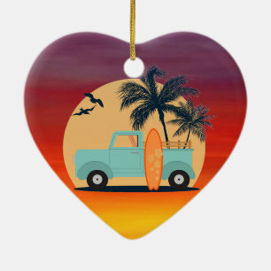 Ornamento De Cerâmica Surfing Retro