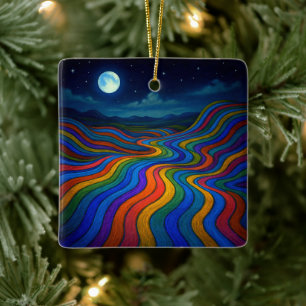 Ornamento De Cerâmica Surreal Dreamscape Luz-Luz-Arco-íris
