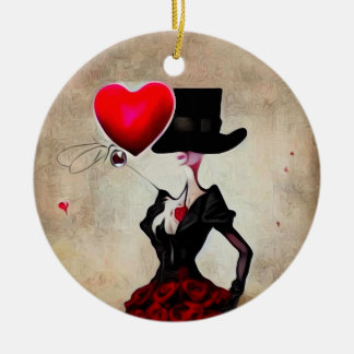 Ornamento De Cerâmica Surreal Vintage Top Hat Lady