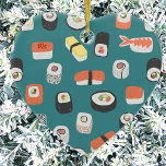 Ornamento De Cerâmica Sushi<br><div class="desc">Mostre seu amor por sushi,  nigiri e maki rolls com este Enfeites de natal alternativo divertido. Tente as outras formas para ver qual você prefere,  ou peça uma variedade para decoração coesa! Arte original de Nic Squirrell.</div>
