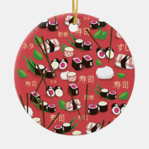 Ornamento De Cerâmica Sushi Vermelho