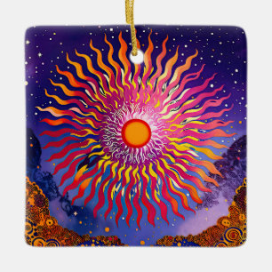 Ornamento De Cerâmica "Sussurros Solares no Céu" O Sol