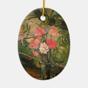 Ornamento De Cerâmica Suzanne Valadon Flores em Frente a uma Janela