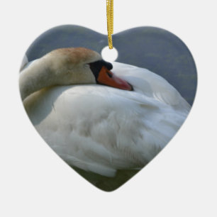 Ornamento De Cerâmica Swan