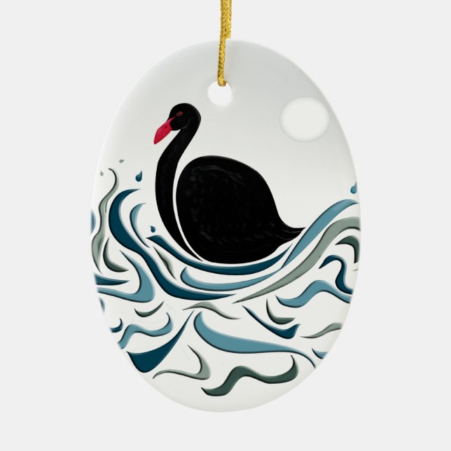 Ornamento De Cerâmica Swan Negro (Frente)