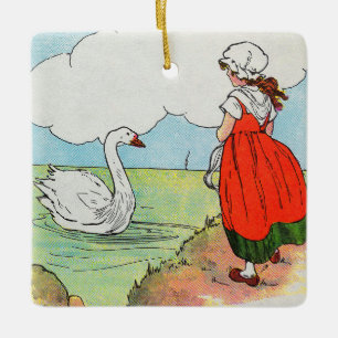 Ornamento De Cerâmica Swan, Swan Sobre o Mar Mãe Ganha Rhyme
