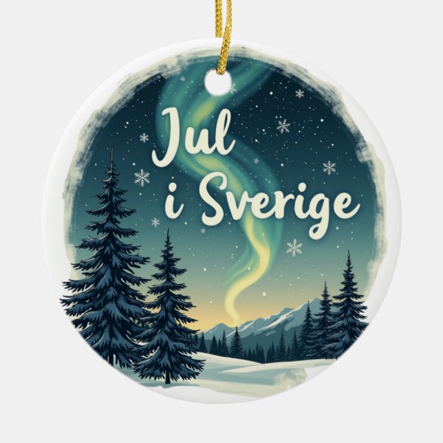 Ornamento De Cerâmica Swedish Winter Magic "Jul i Sverige" (Frente)