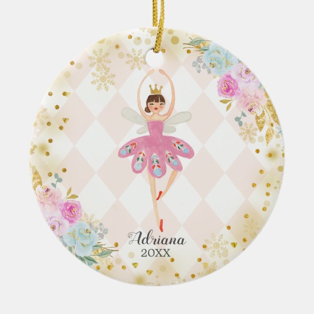 Ornamento De Cerâmica Sweet Ballerina Nutcracker - Rapariga (Frente)