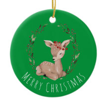 Sweet Christmas Fawn Wreath