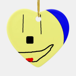 Ornamento De Cerâmica Sweet Emoji, Azul Amarelo, Arte Por Crianças :)