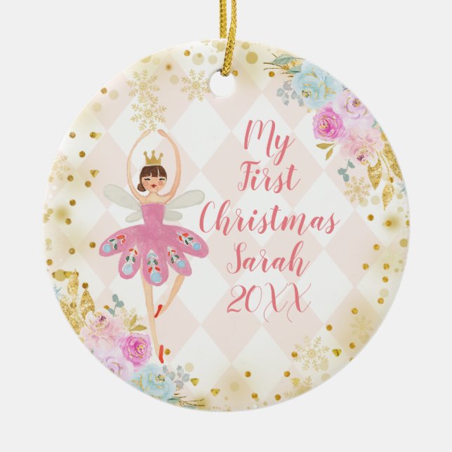 Ornamento De Cerâmica Sweets Ballerina Nutcracker 1rua Natal (Frente)