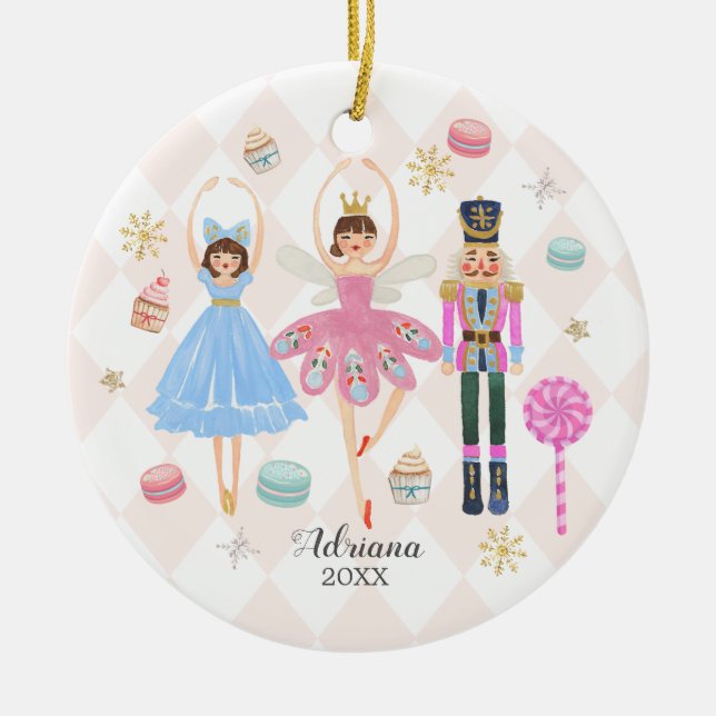 Ornamento De Cerâmica Sweets Personalised Nutcracker Macaroon (Frente)