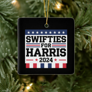 Ornamento De Cerâmica Swifties por Kamala Harris Apoio ao Voto 2024