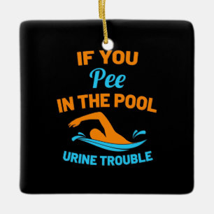Ornamento De Cerâmica Swimmer Pee Na Piscina