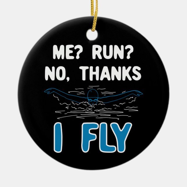 Ornamento De Cerâmica Swimming - I Fly (Frente)