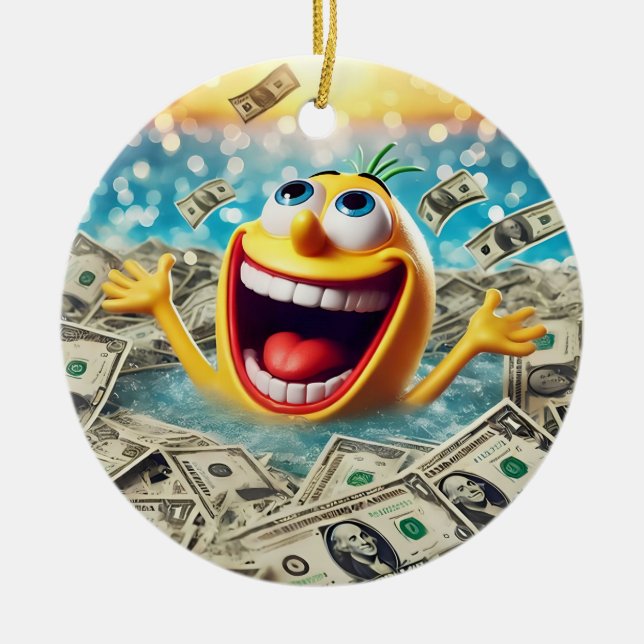 Ornamento De Cerâmica swimming in money (Frente)