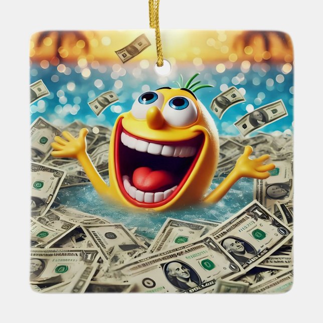 Ornamento De Cerâmica swimming in money (Frente)