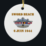 Ornamento De Cerâmica Sword Beach 1944<br><div class="desc">Débarquement de Normandie - Sword Beach - 6 de junho de 1944</div>