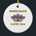 Ornamento De Cerâmica Sword Beach 1944<br><div class="desc">Débarquement de Normandie - Sword Beach - 6 de junho de 1944</div>