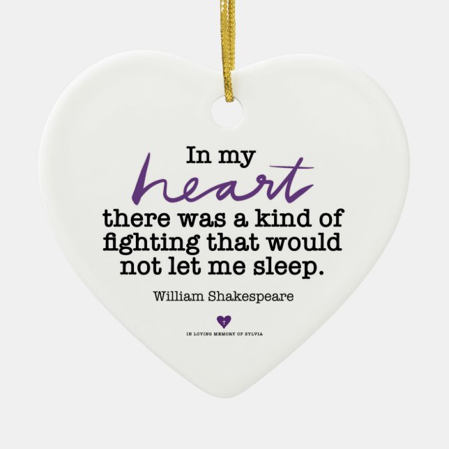 Ornamento De Cerâmica SylviasStory Heart Shakespeare Ornament (Frente)