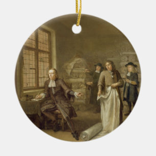 Ornamento De Cerâmica T32334 o comprador no comerciante da roupa, 1690