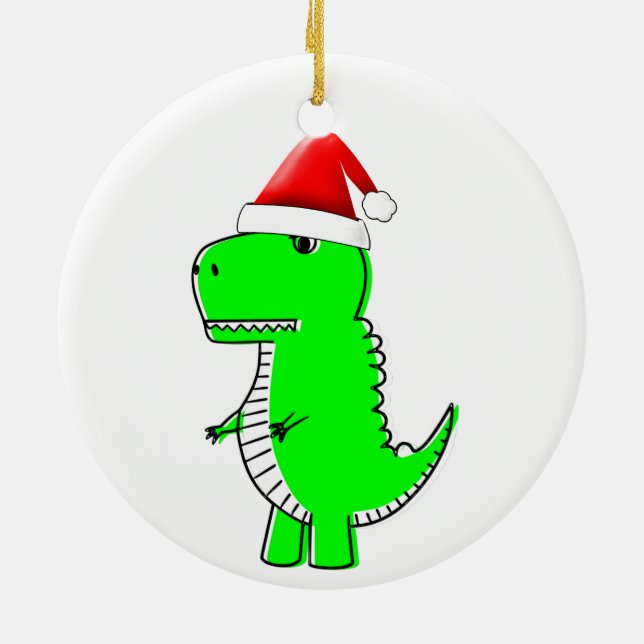 Ornamento De Cerâmica T Rex Cute Dino Santas Chapat (Traseira)