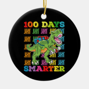 Ornamento De Cerâmica T Rex Dinossauro 100 Dias Mais Inteligente Escola