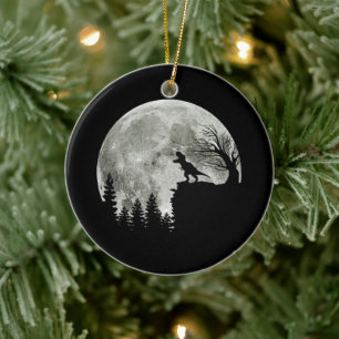 Ornamento De Cerâmica T Rex Em Pé Na Lua Da Montanha Halloween