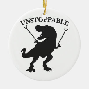 Ornamento De Cerâmica T-rex imparável - Escolher cor de fundo