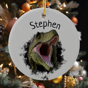 Ornamento De Cerâmica T-rex Tiranossauro Dinossauro Personalizado