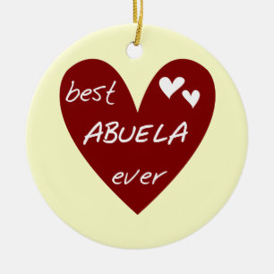 Ornamento De Cerâmica T-shirt e presentes de Abuela do coração vermelho