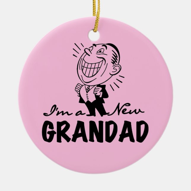 Ornamento De Cerâmica T-shirt e presentes novos de sorriso do Grandad (Frente)