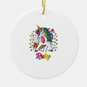Ornamento De Cerâmica T-Shirt Presente Menina Unicórnio Nome Personaliza