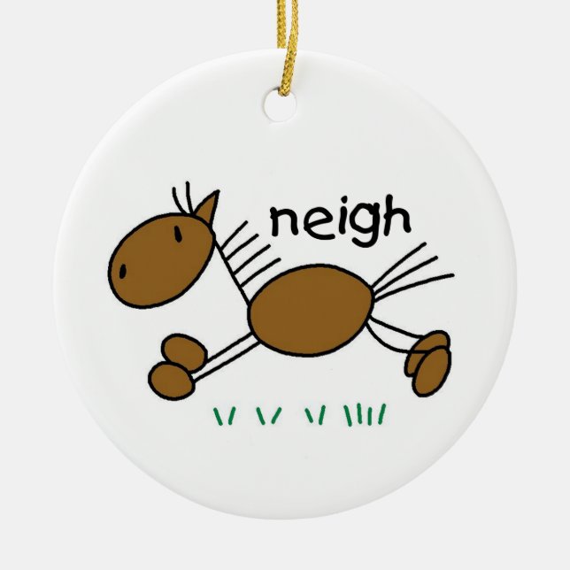 Ornamento De Cerâmica T-shirts e presentes de cavalos com figura fixa (Frente)