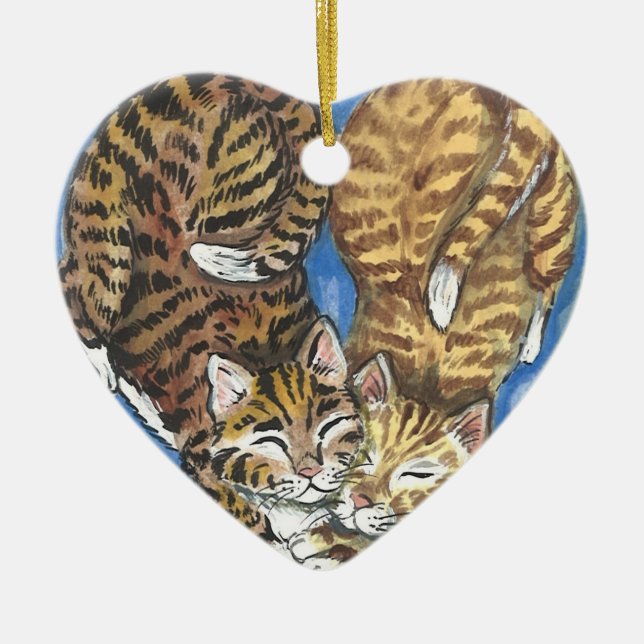 Ornamento De Cerâmica Tabby Cat Heart Xmas Namorados Memorial Ornament (Frente)